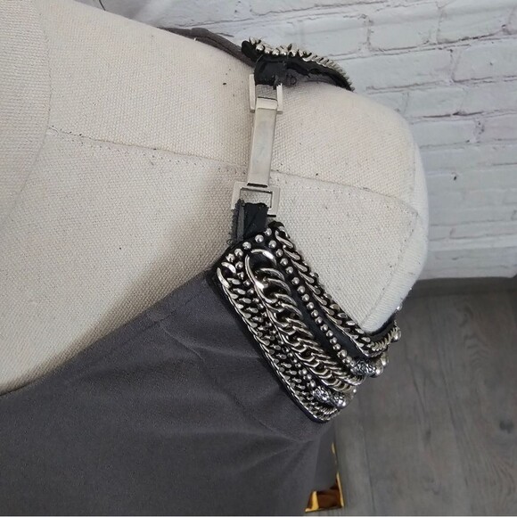 Alice+Olivia Embellished Cutout Shoulder Dress | Gray | Small | EUC - Picture 11 of 16